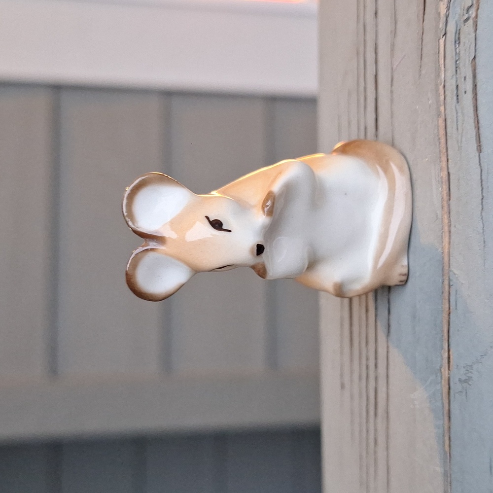 Vintage Lomonosov Porcelain Brown Mouse Miniature Figurine - Picture 2 of 6